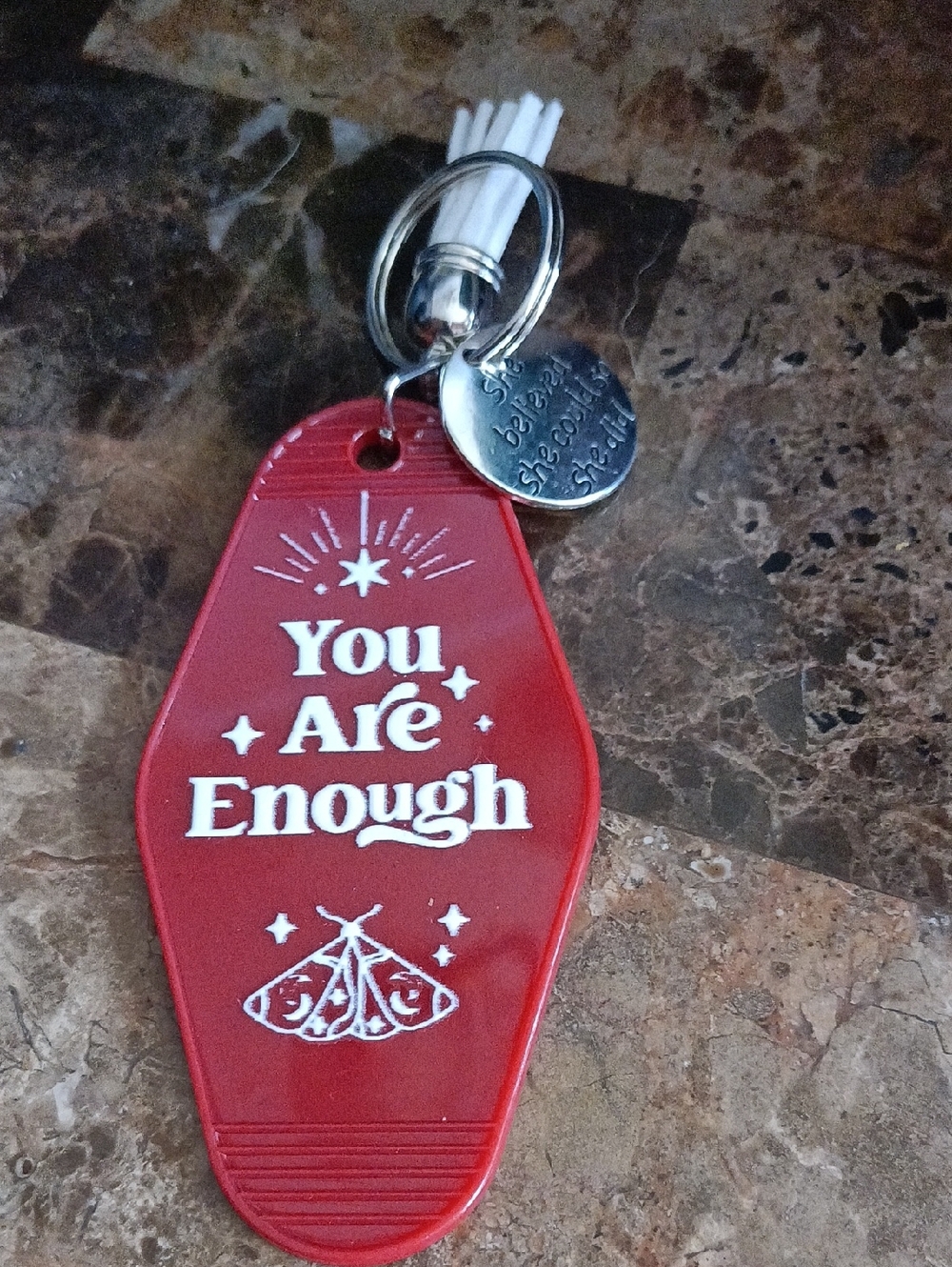 Motel Key Keychain  featuring an uplifting message